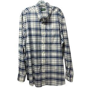 Orvis Long Sleeve Casual Button Down in Blue & White Plaid, Size XXL